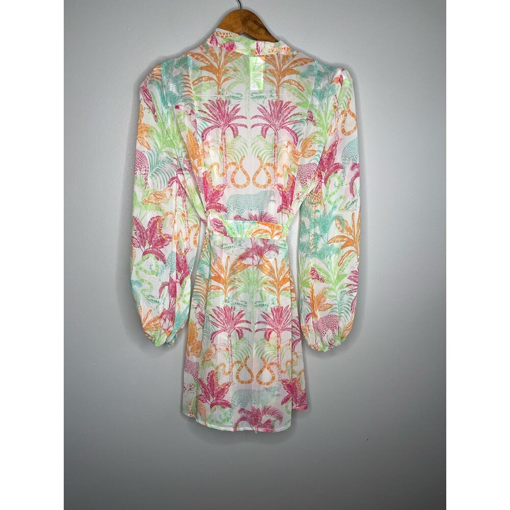 CAbi Tropical Print Tie-Front Kimono Mini Dress – Size M – Resort Style - Picture 4 of 7